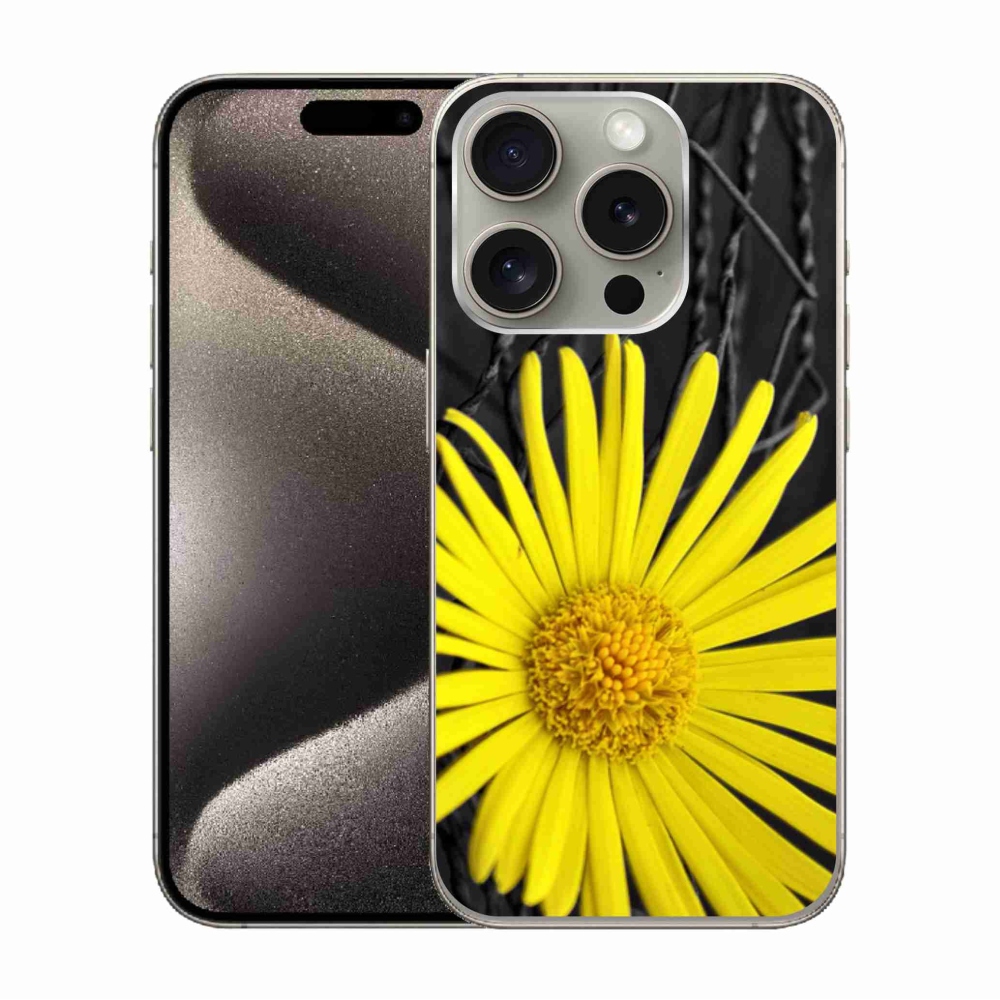 Gelový kryt mmCase na iPhone 15 Pro - žlutá květina