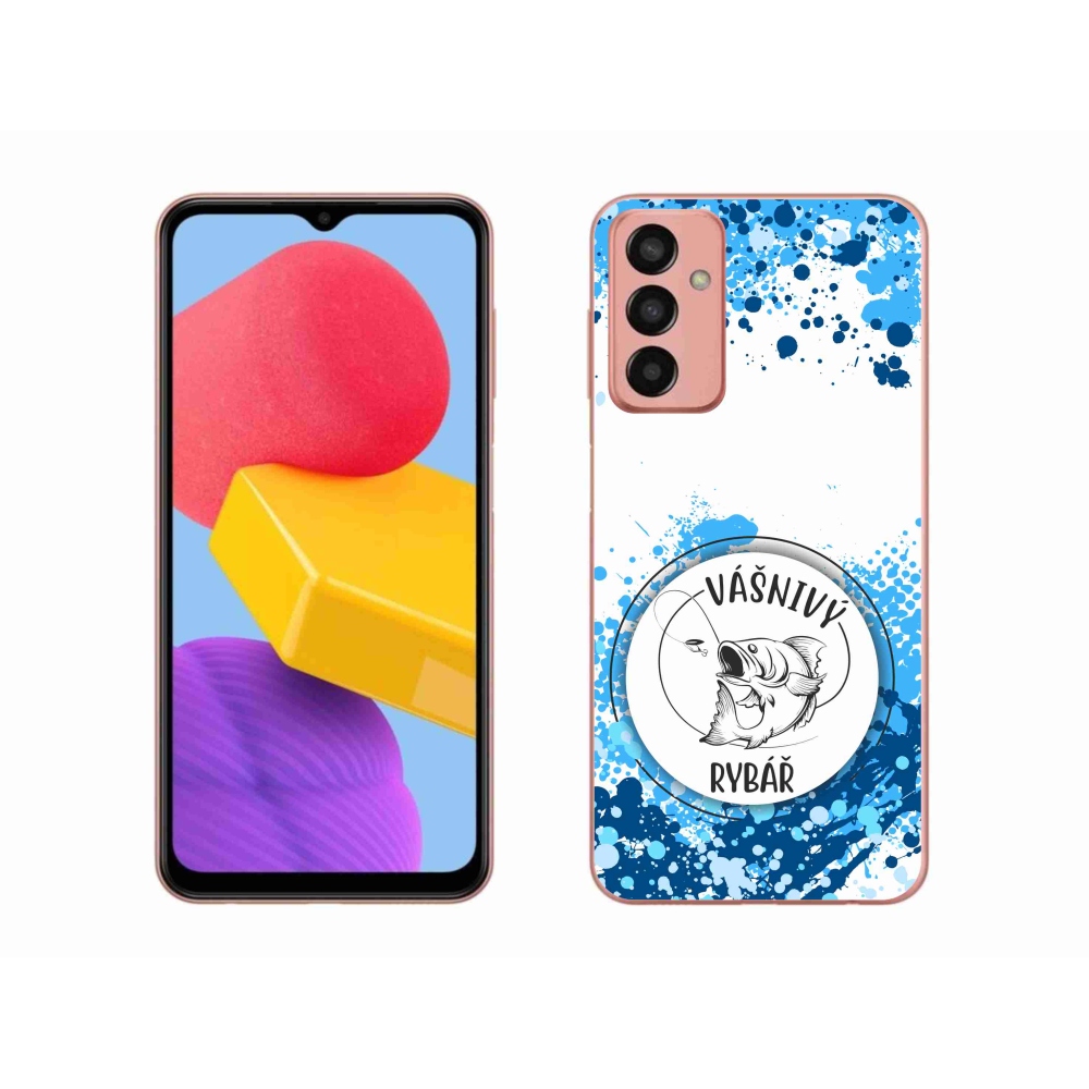 Gelový kryt mmCase na Samsung Galaxy M13 - vášnivý rybář bílé pozadí