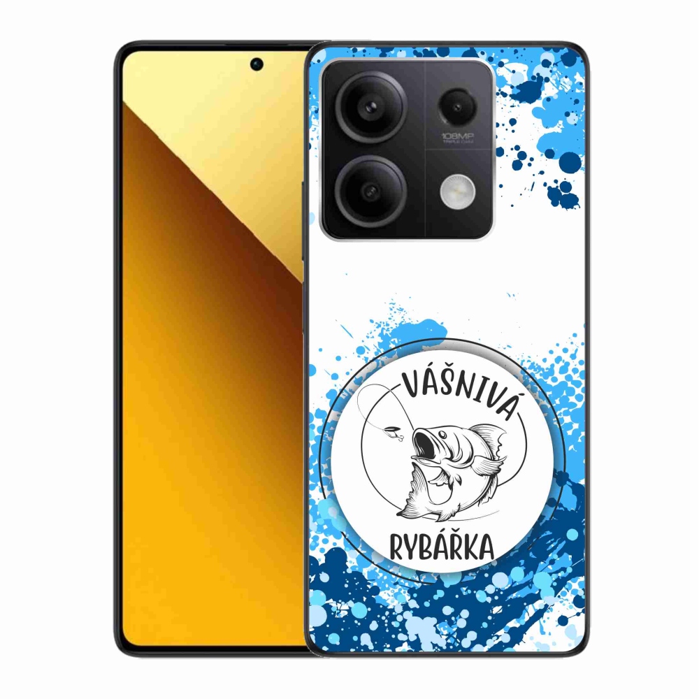 Gelový kryt mmCase na Xiaomi Redmi Note 13 5G - vášnivá rybářka bílé pozadí
