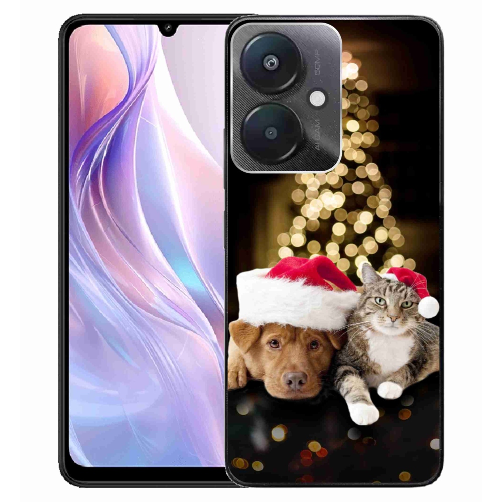 Gelový kryt mmCase na Xiaomi Redmi 13C 5G - vánoční pes a kočka