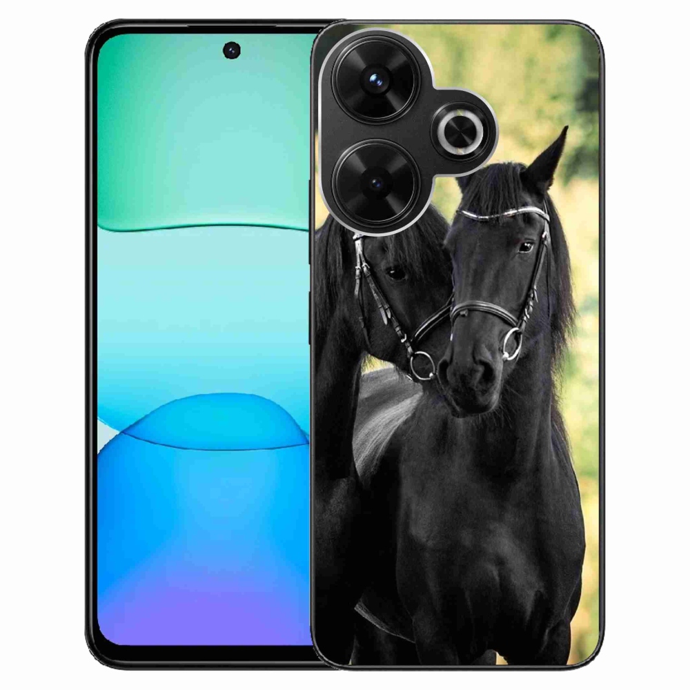 Gelový kryt mmCase na Xiaomi Redmi 13 4G/Poco M6 4G - dva černí koně