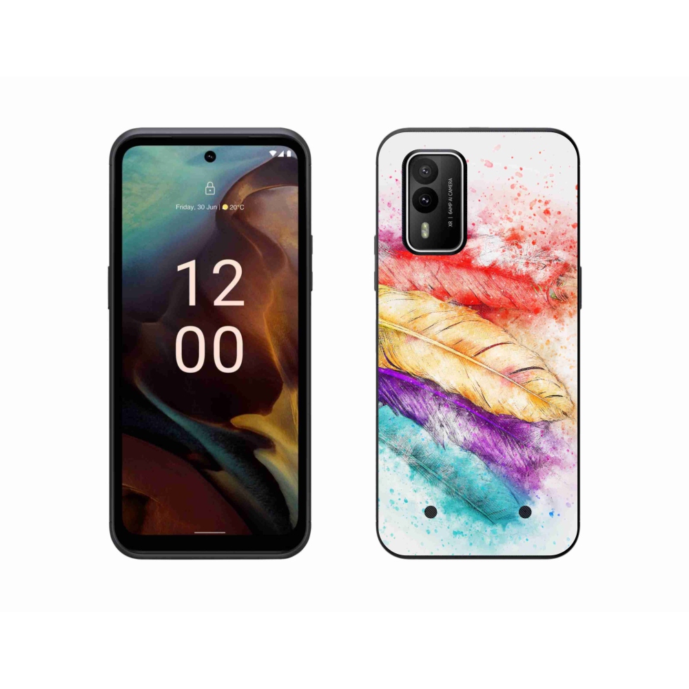 Gelový kryt mmCase na Nokia XR21 - barevné peří
