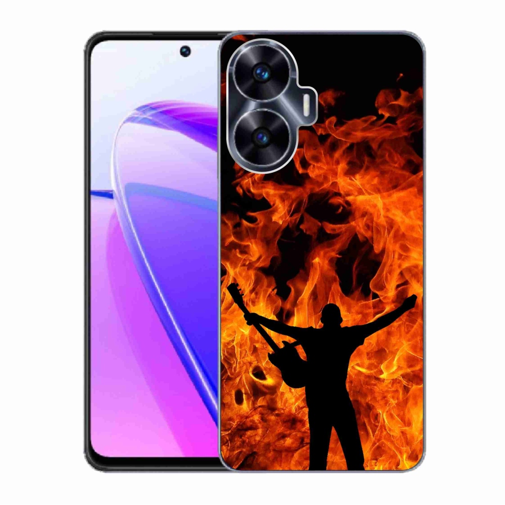 Gelový kryt mmCase na Realme C55 - muzikant a oheň