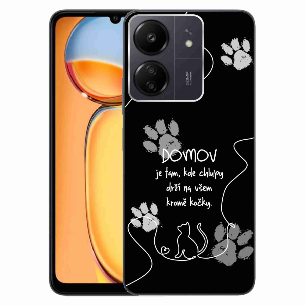 Gelový kryt mmCase na Xiaomi Poco C65/Redmi 13C - kočičí motiv černé pozadí