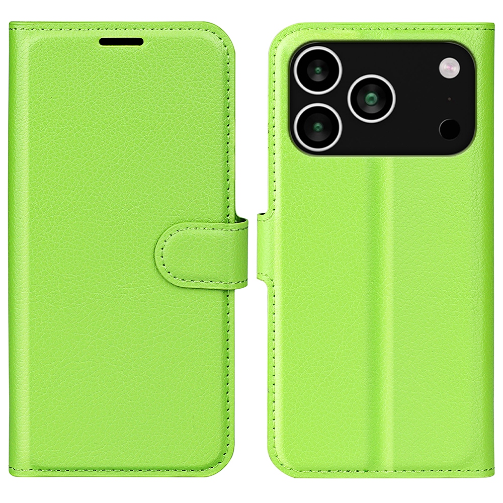 Litchi knížkové pouzdro na iPhone 17 Pro Max - zelené