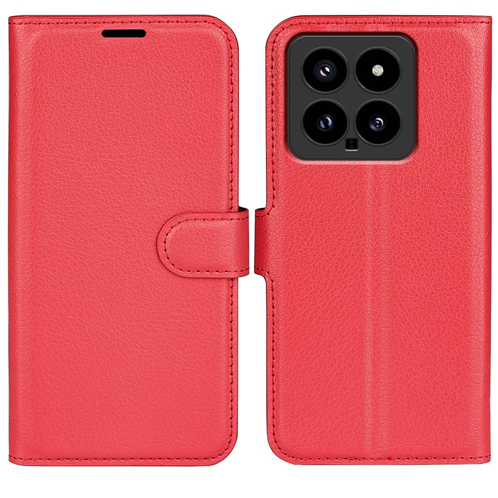 Litchi knížkové pouzdro na Xiaomi 14 - červené