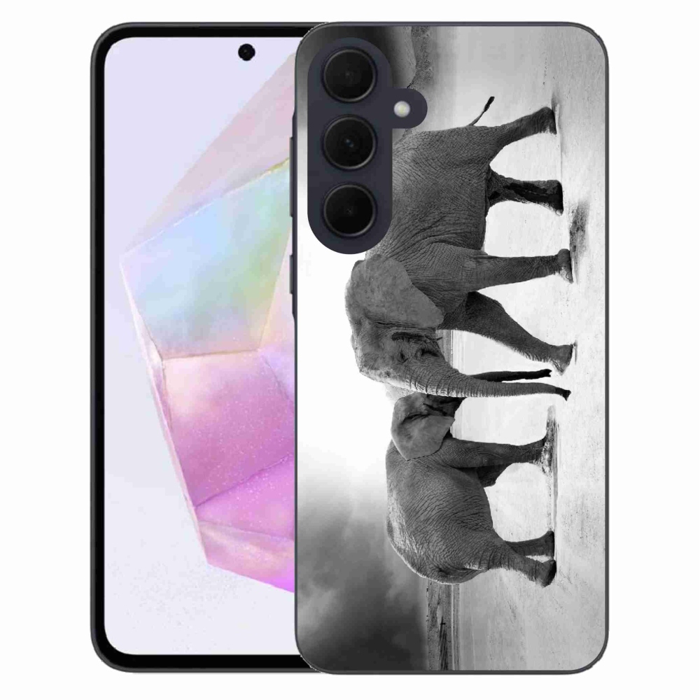 Gelový kryt mmCase na Samsung Galaxy A35 5G - černobílí sloni