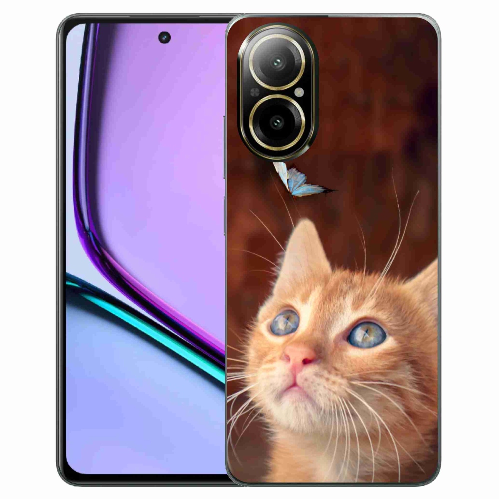 Gelový kryt mmCase na Realme C67 - motýl a kotě