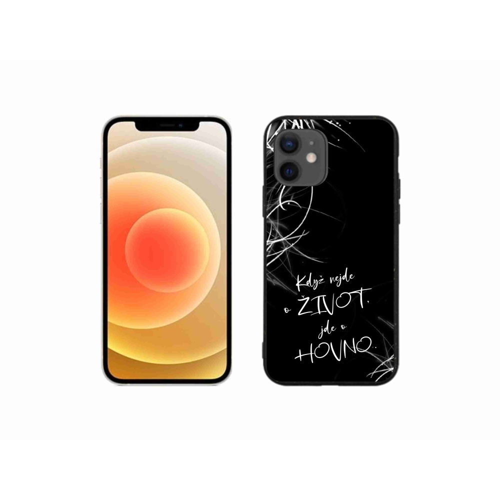 Gelový kryt mmCase na iPhone 12 mini - vtipný text 16 černé pozadí