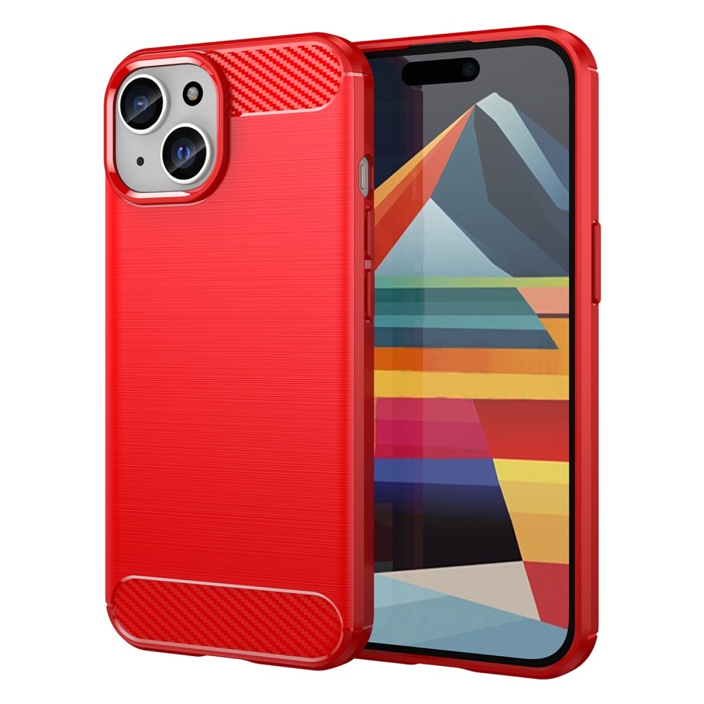 Carbon odolný gelový obal na iPhone 15 Plus - červený
