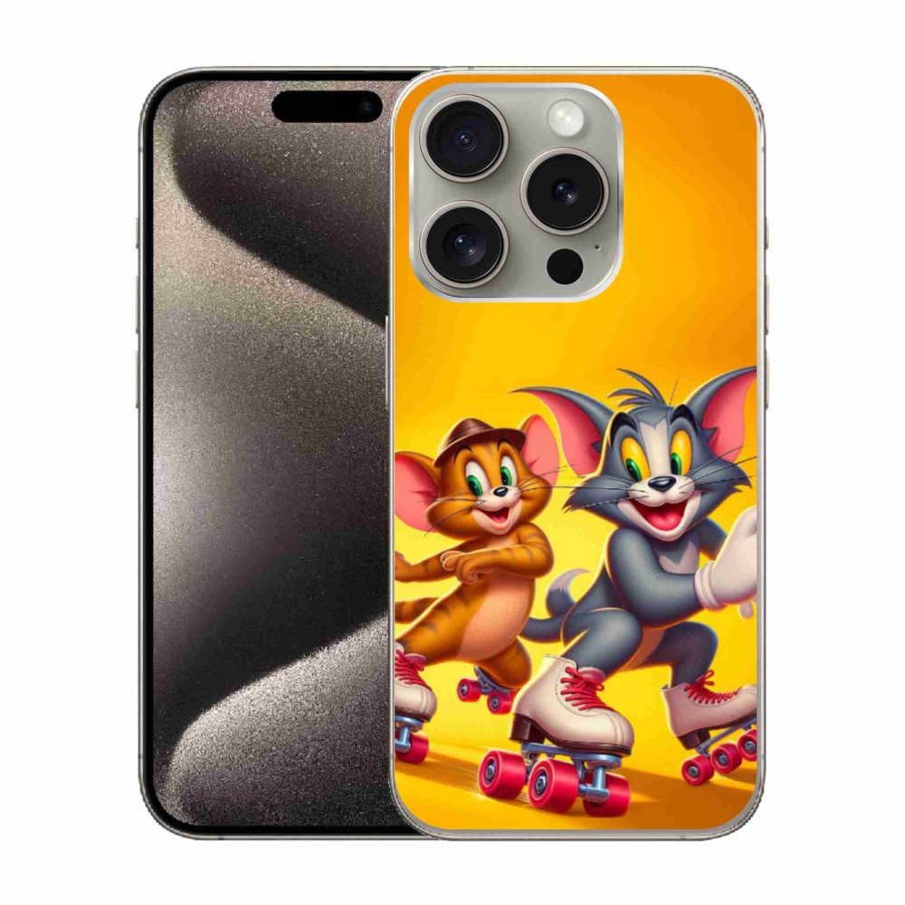 Gelový kryt mmCase na iPhone 15 Pro - tom a jerry