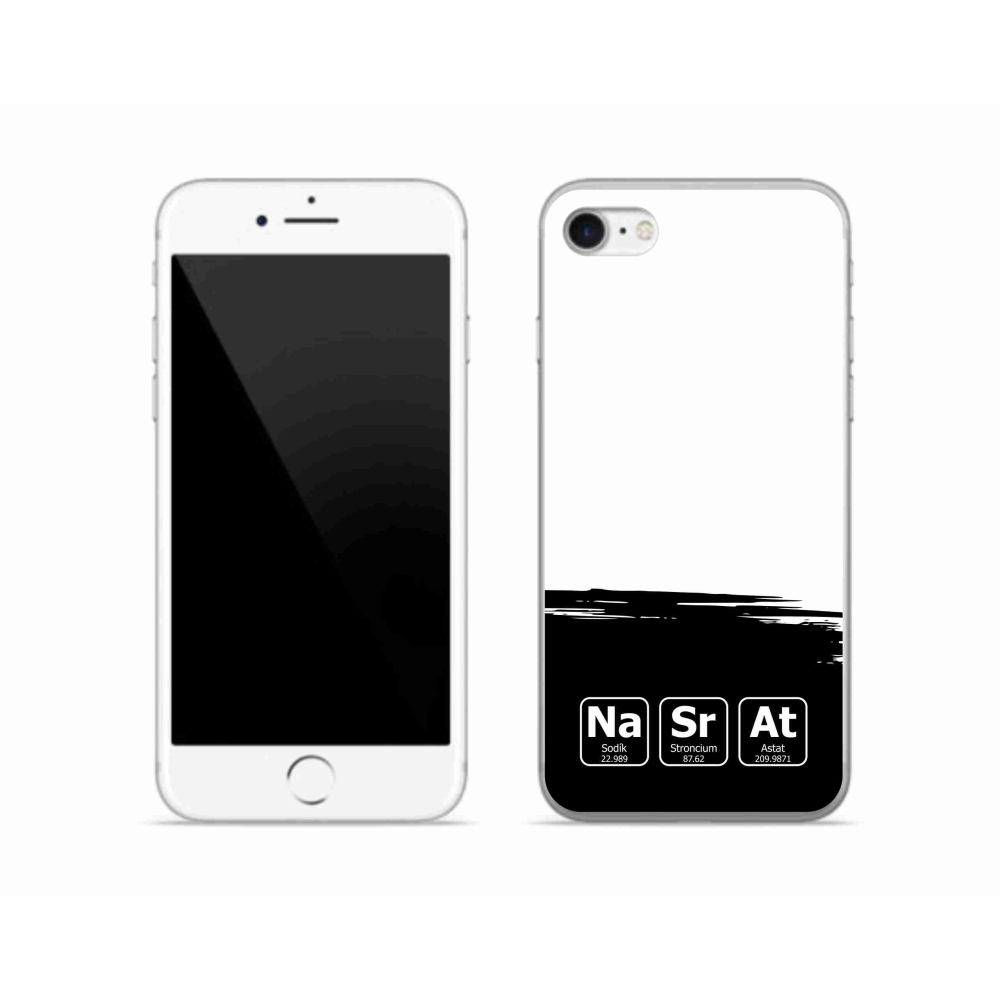 Gelový kryt mmCase na iPhone SE (2022) - chemické prvky černobílé pozadí