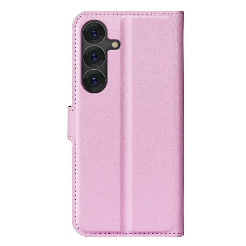 Litchi knížkové pouzdro na Samsung Galaxy S25 - růžové