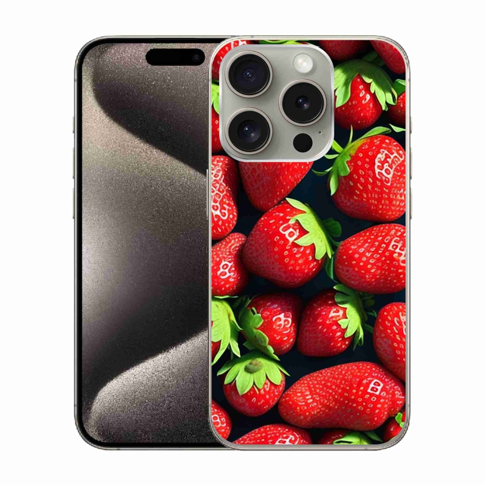 Gelový kryt mmCase na iPhone 15 Pro - jahody
