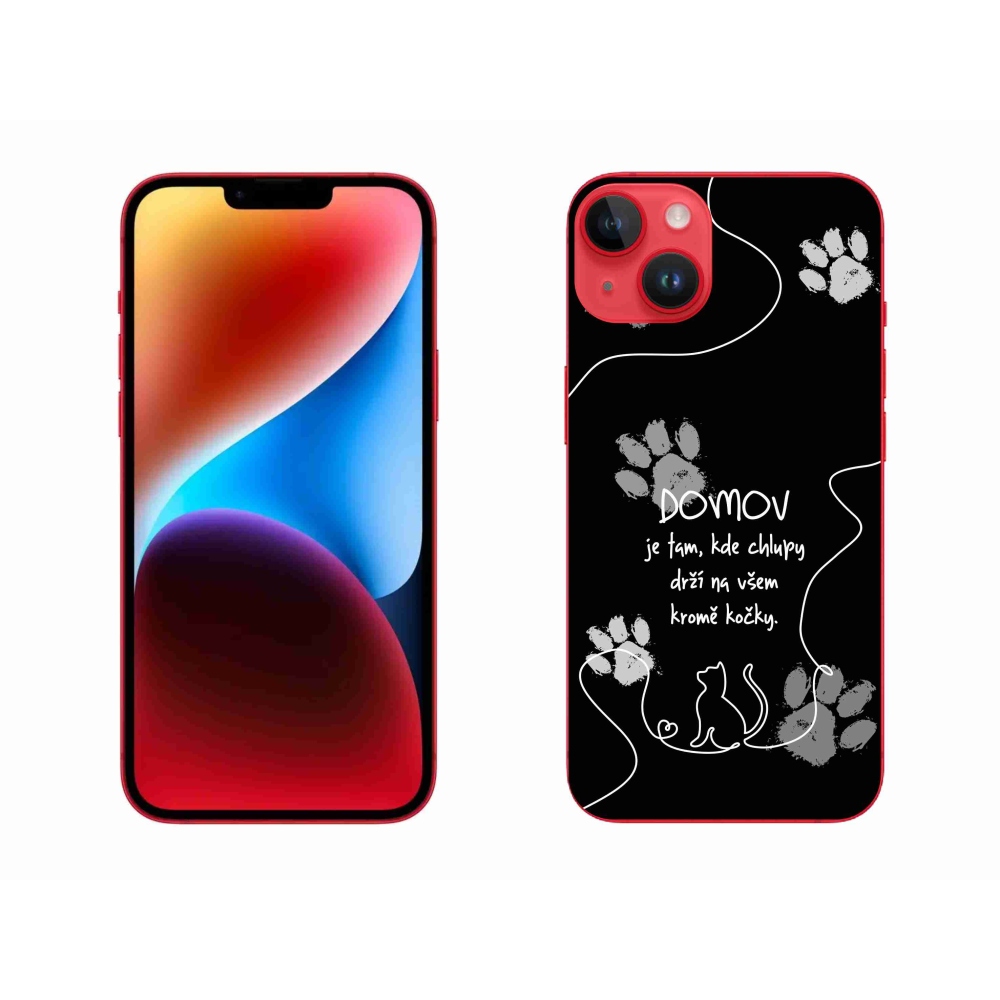 Gelový kryt mmCase na iPhone 14 Plus - kočičí motiv černé pozadí