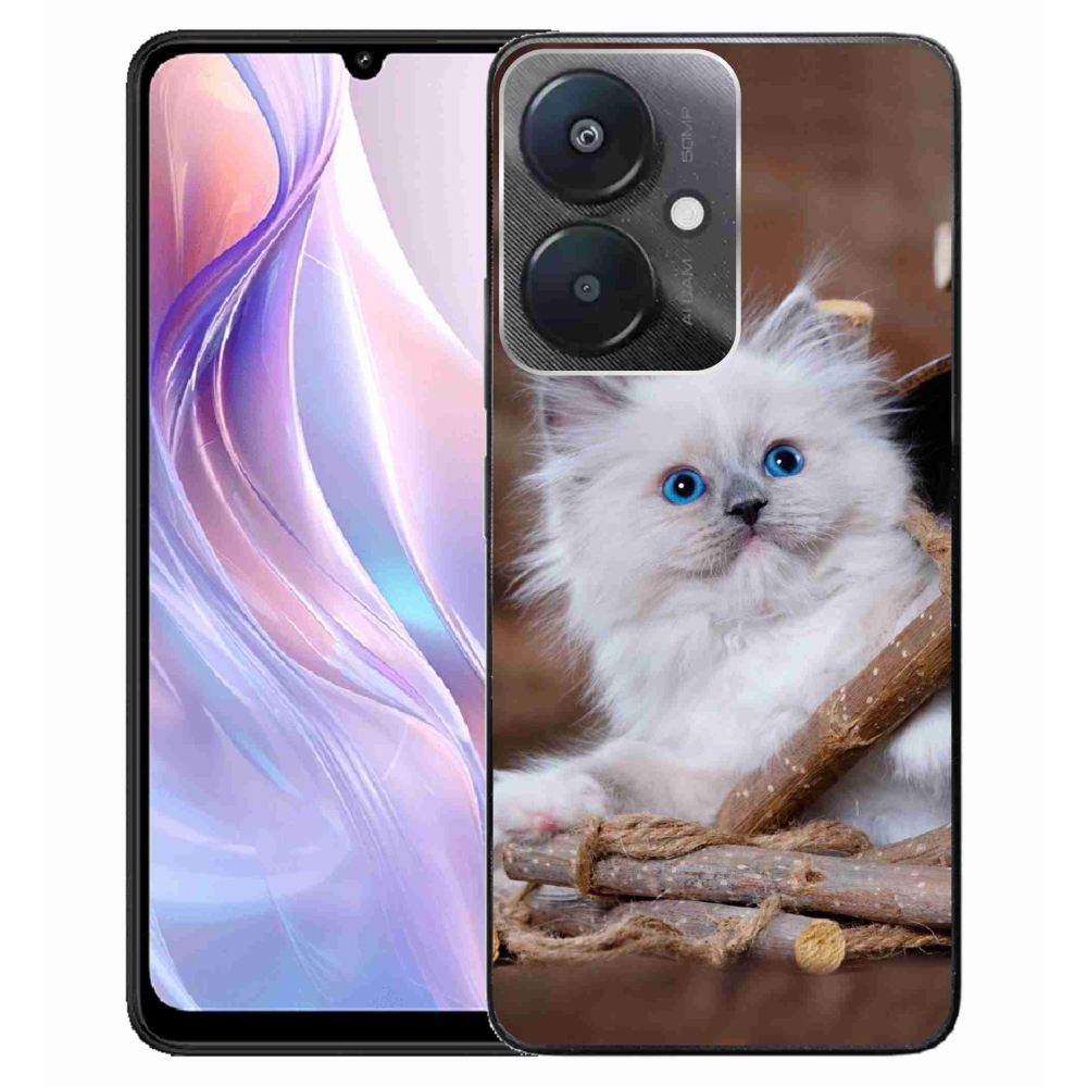 Gelový kryt mmCase na Xiaomi Redmi 13C 5G - bílé kotě