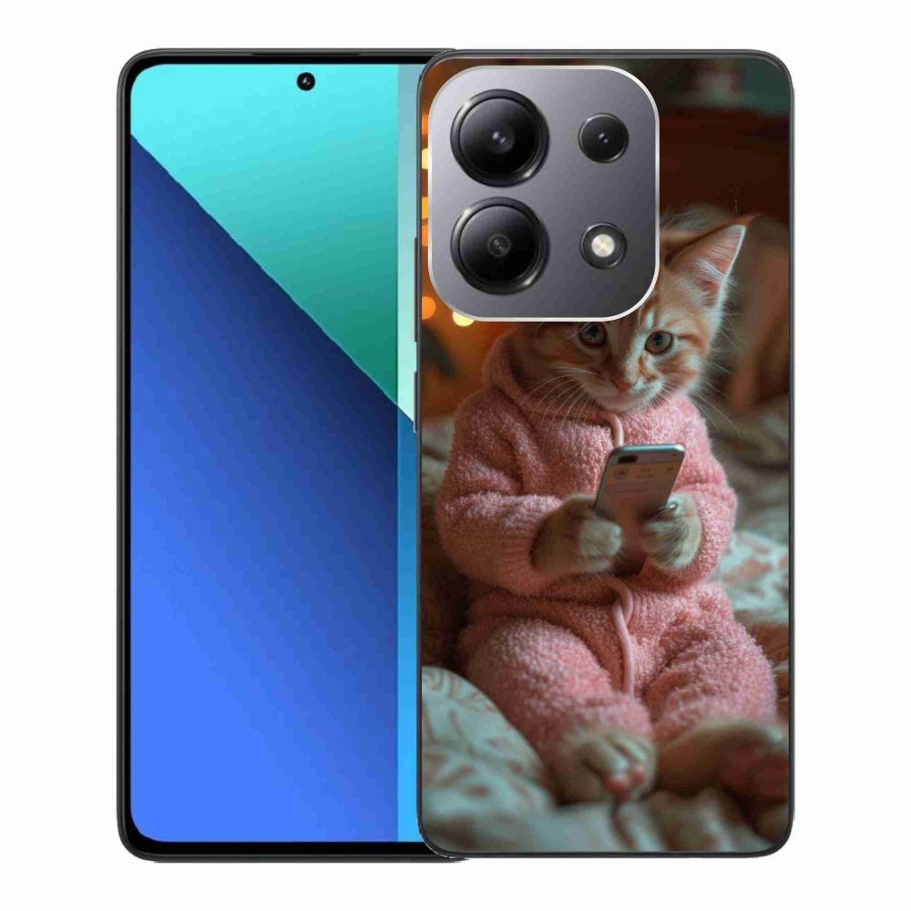 Gelový kryt mmCase na Xiaomi Redmi Note 13 - kotě s mobilem