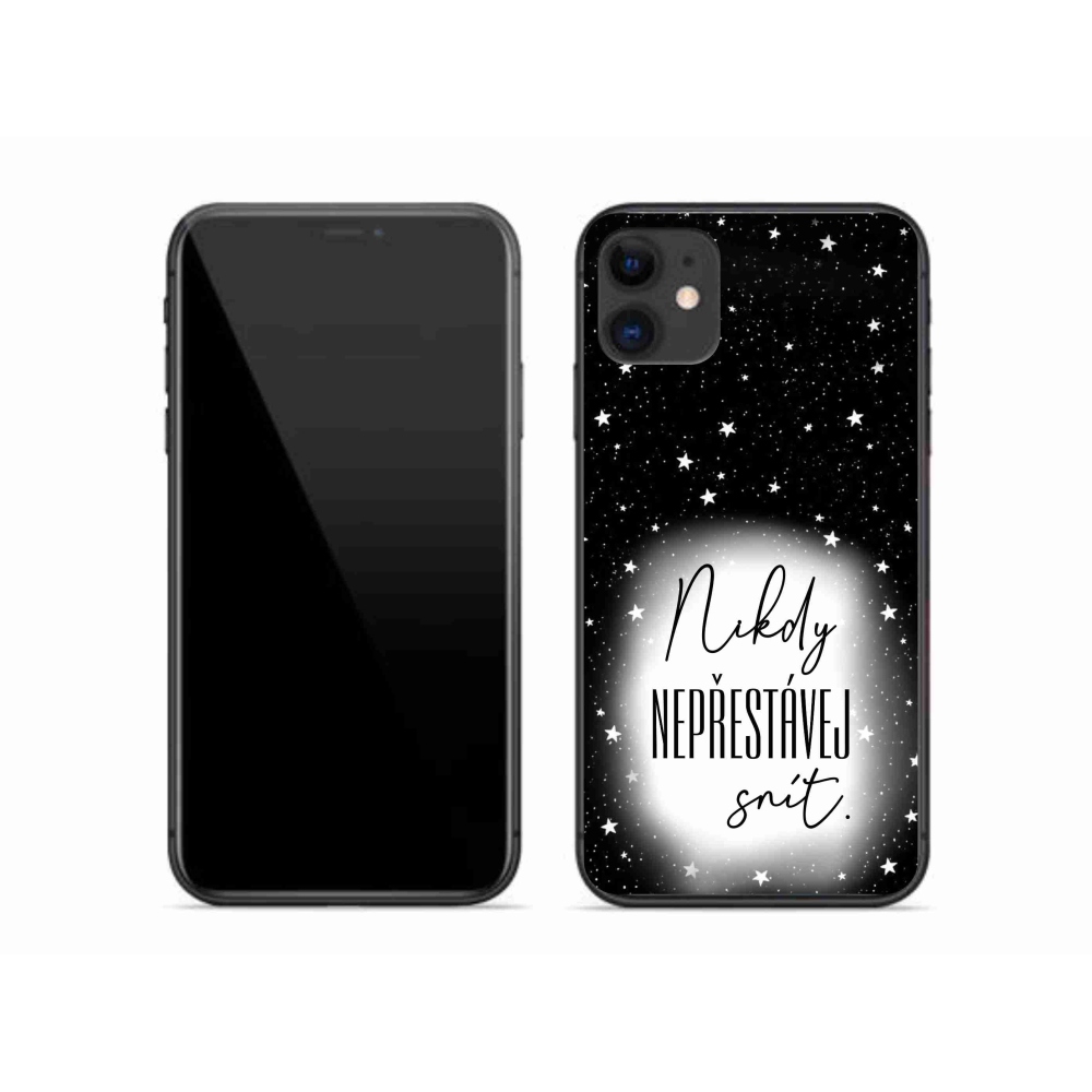Gelový kryt mmCase na iPhone 11 - citát 1 bíločerné pozadí