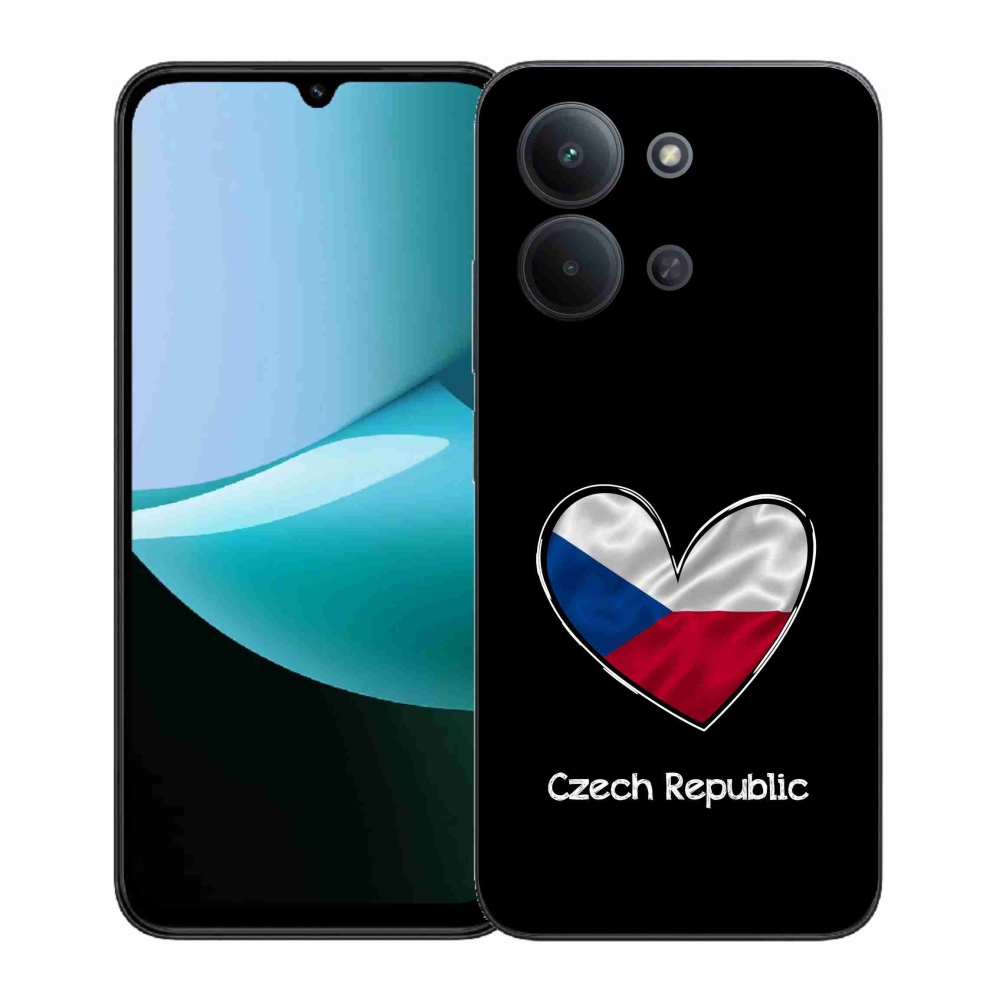 Gelový kryt mmCase na Xiaomi Redmi 15C 4G (171mm)/Poco C85 4G (171mm) - vlajka srdce černé pozadí