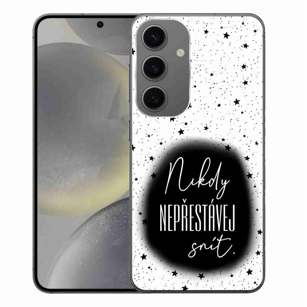 Gelový kryt mmCase na Samsung Galaxy S24+ - citát 1 černobílé pozadí
