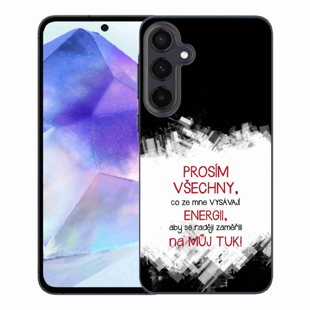Gelový kryt mmCase na Samsung Galaxy A55 5G - vtipný text 1 červený