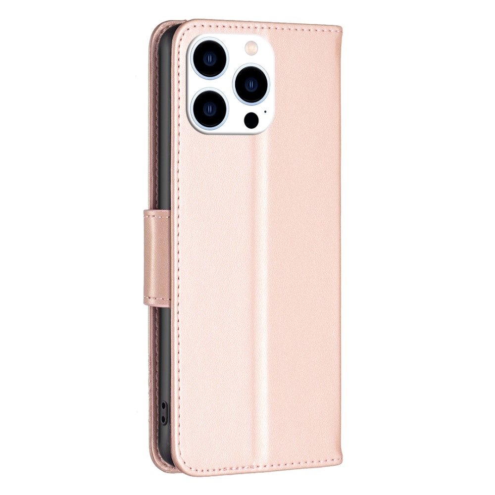 Butterfly knížkové pouzdro na iPhone 16 Pro - růžovozlaté