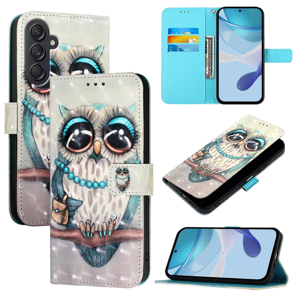 Patte knížkové pouzdro na Samsung Galaxy M55 5G - sova