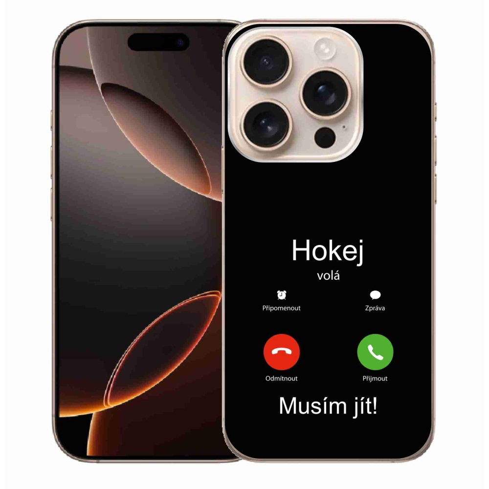 Gelový kryt mmCase na iPhone 16 Pro Max - hokej volá černé pozadí