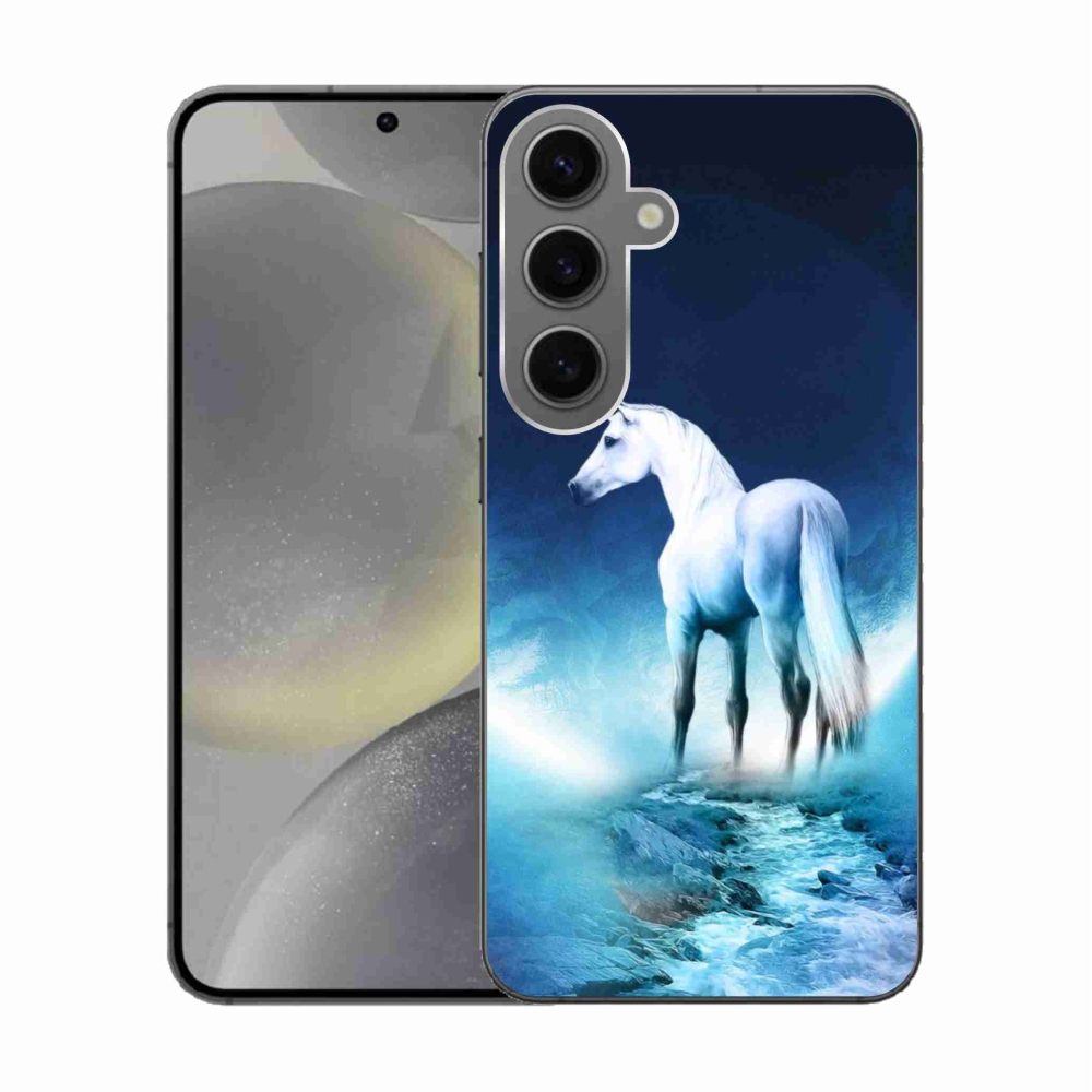 Gelový kryt mmCase na Samsung Galaxy S24 - bílý jednorožec