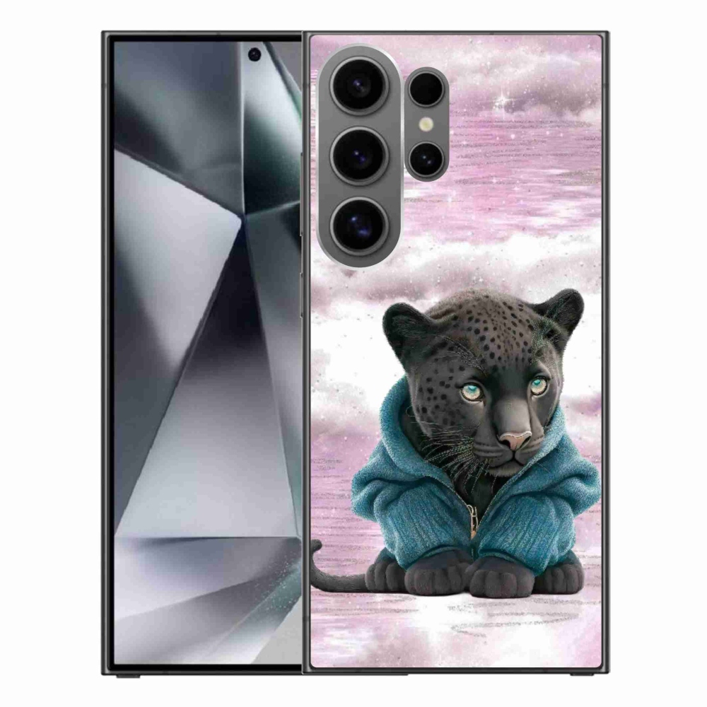 Gelový kryt mmCase na Samsung Galaxy S24 Ultra - černý panter ve svetru