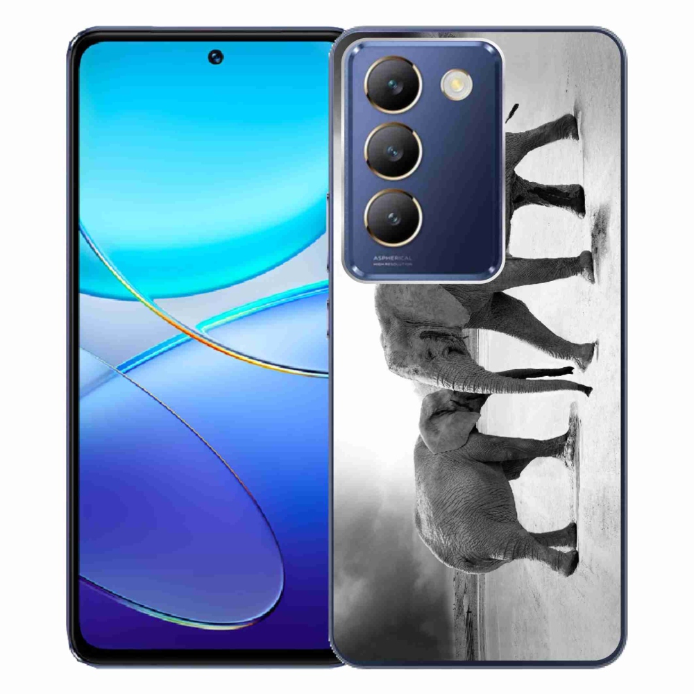 Gelový kryt mmCase na Vivo V40 SE 4G/5G - černobílí sloni