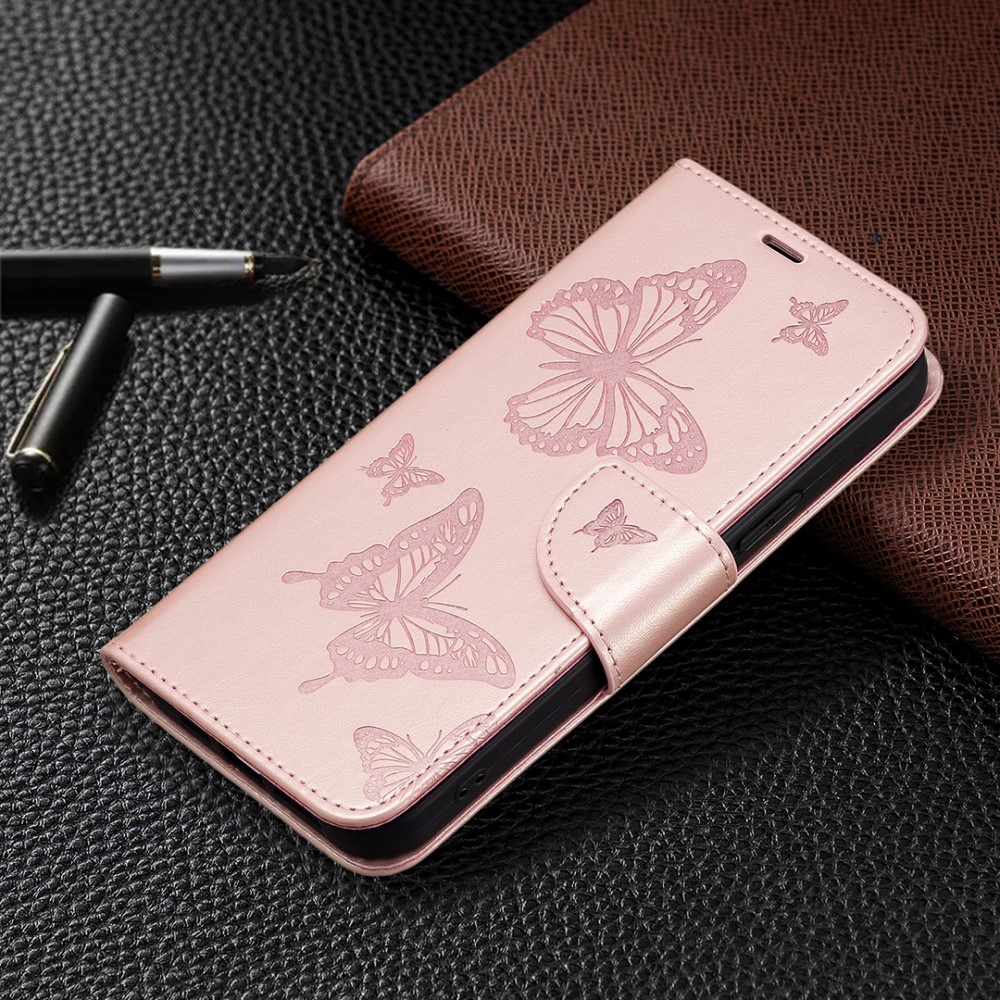 Butterfly knížkové pouzdro na Xiaomi Redmi Note 12S - růžovozlaté