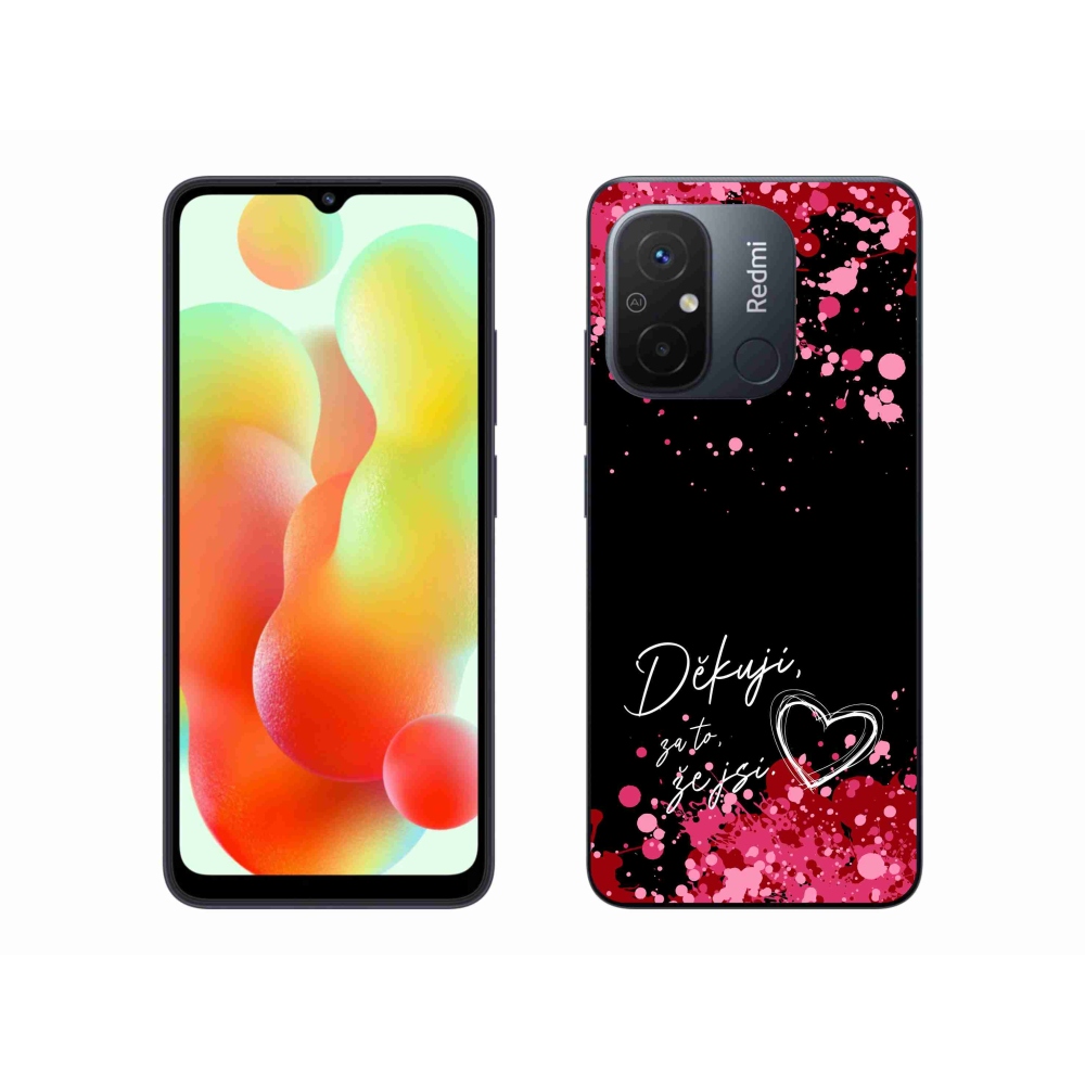 Gelový kryt mmCase na Xiaomi Redmi 12C - zamilovaný text 2 černé pozadí