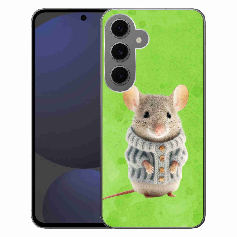 Gelový kryt mmCase na Samsung Galaxy S24 FE - myška ve svetru