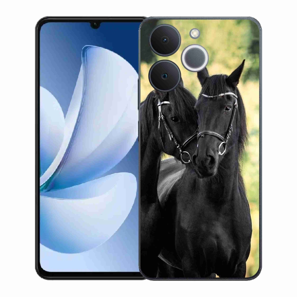 Gelový kryt mmCase na Realme Note 70T - dva černí koně