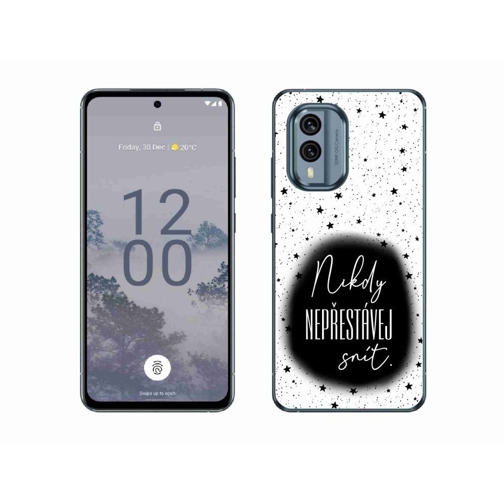 Gelový kryt mmCase na Nokia X30 5G - citát 1 černobílé pozadí