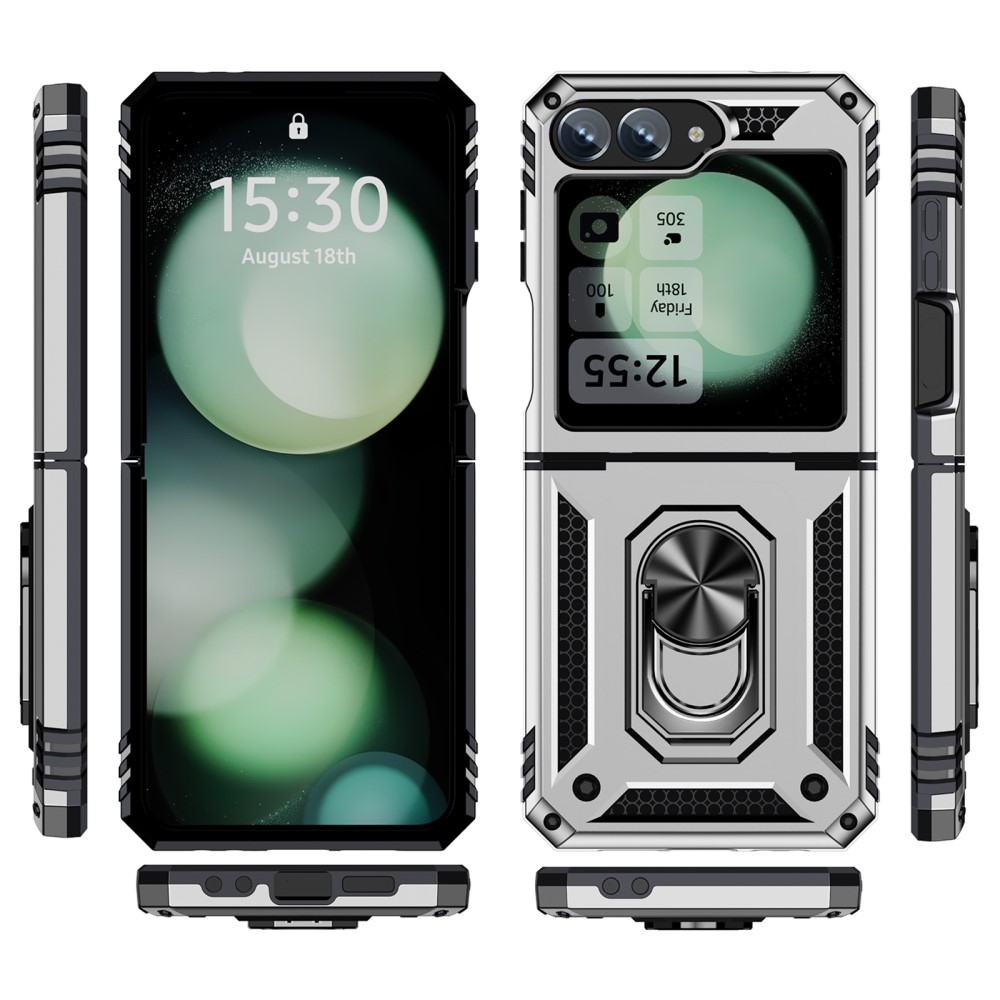 Ring odolný kryt na Samsung Galaxy Z Flip6 5G - stříbrný