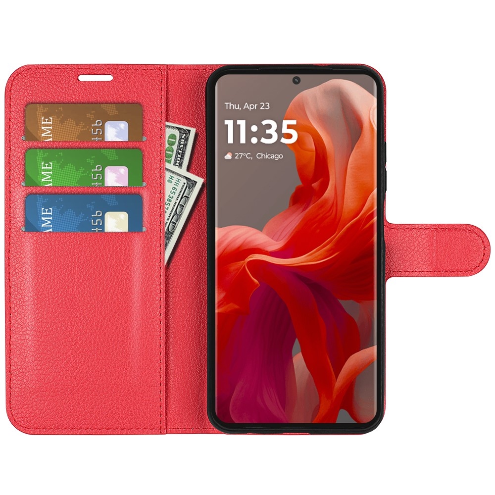 Litchi knížkové pouzdro na Motorola Moto G85 5G - červené