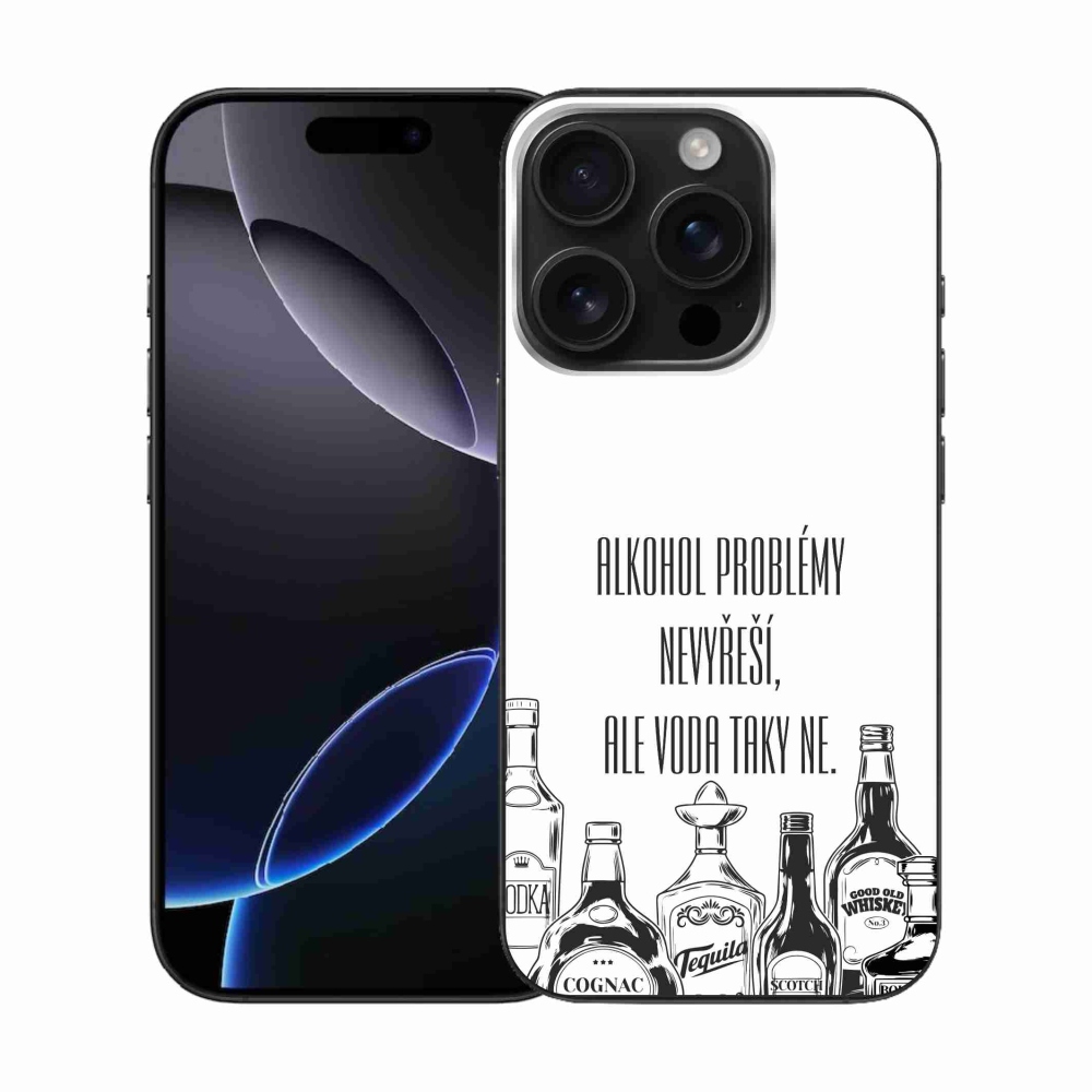 Gelový kryt mmCase na iPhone 16 Pro - vtipný text bílé pozadí