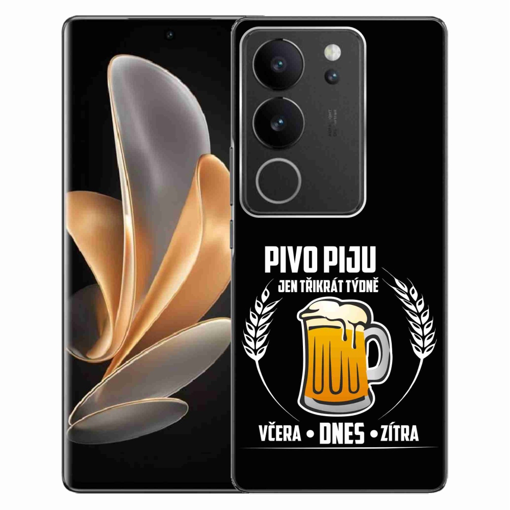Gelový kryt mmCase na Vivo V29 5G - pivní motiv černé pozadí