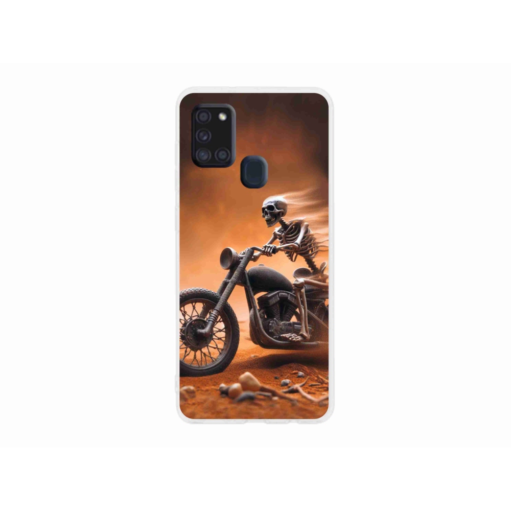 Gelový kryt mmCase na Samsung Galaxy A21s - kostra na motorce