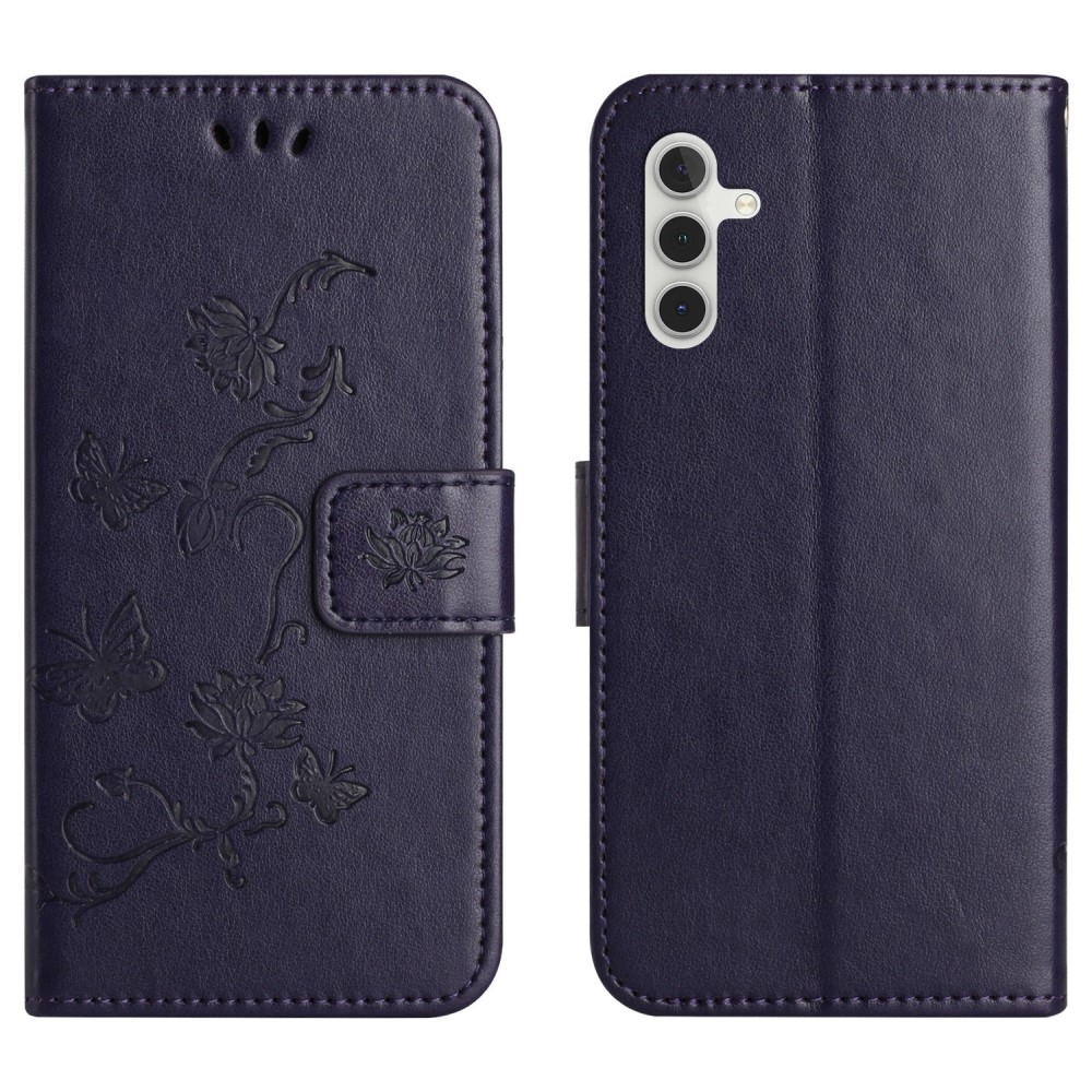 Flower knížkové pouzdro na Samsung Galaxy A26 5G - tmavěfialové