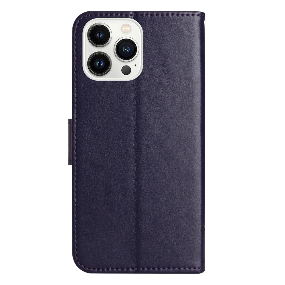 Flower knížkové pouzdro na iPhone 16 Pro - tmavěfialové