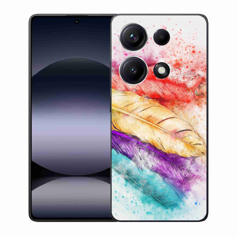 Gelový kryt mmCase na Xiaomi Redmi Note 14S - barevné peří