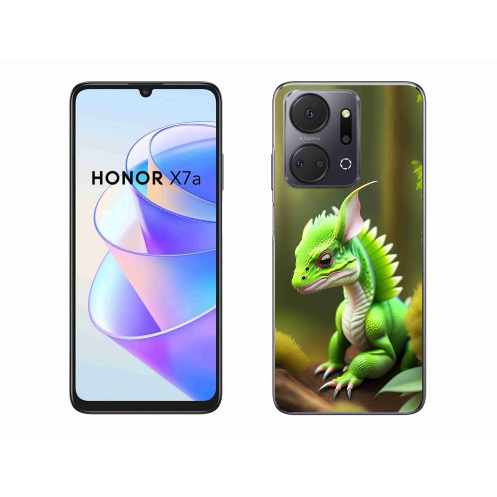 Gelový kryt mmCase na Honor X7a - zelený dráček