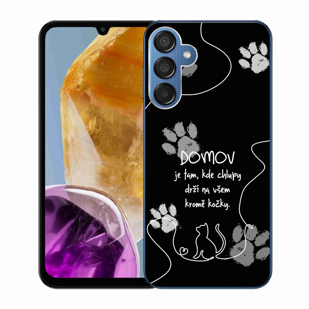 Gelový kryt mmCase na Samsung Galaxy M15 5G - kočičí motiv černé pozadí