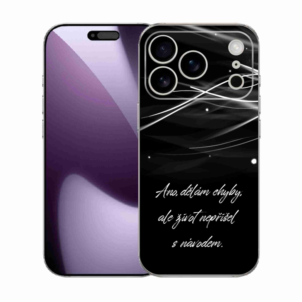 Gelový kryt mmCase na iPhone 17 Pro - citát černé pozadí