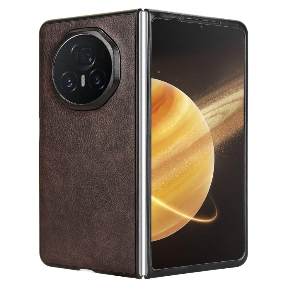 Texture plastový obal s umělou kůží na Honor Magic V3 - hnědý