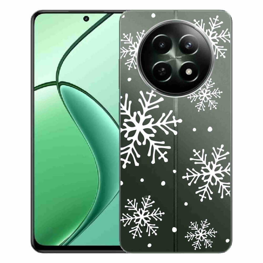 Gelový kryt mmCase na Realme 12 5G/12x 5G - bílé vločky na průhledném pozadí
