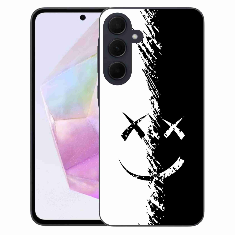 Gelový kryt mmCase na Samsung Galaxy A35 5G - černobílý smajlík